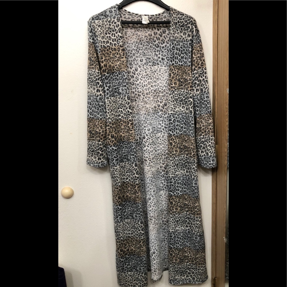 Long duster open cardigan animal print S